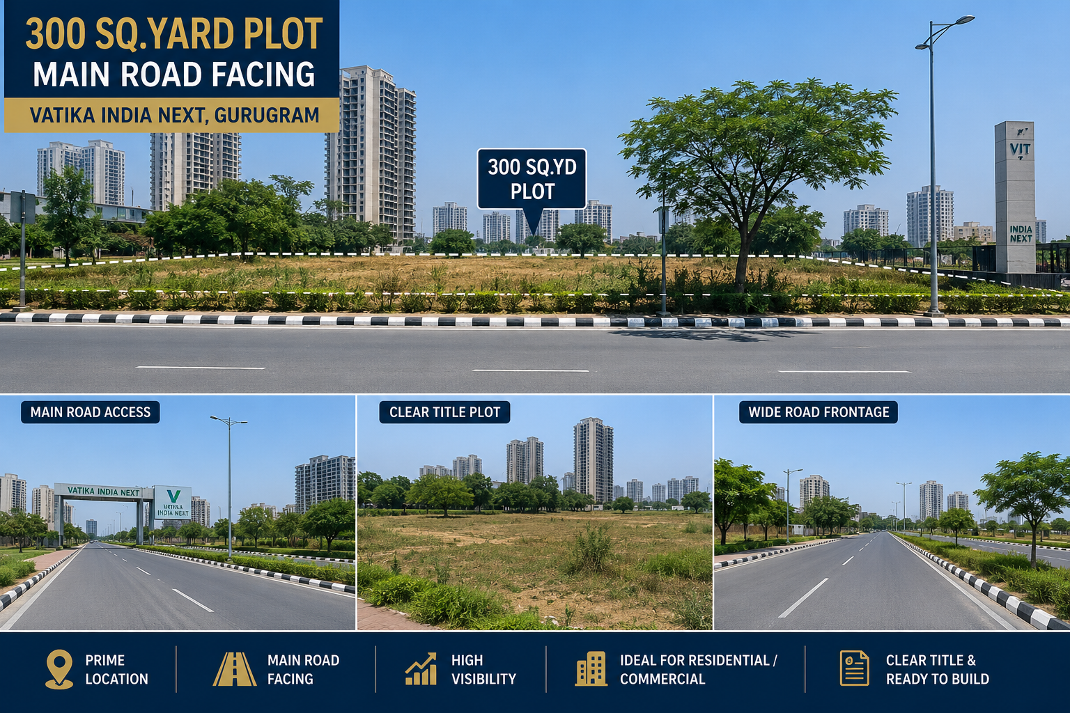 Premium Main road Plot Available in Vatika India Next